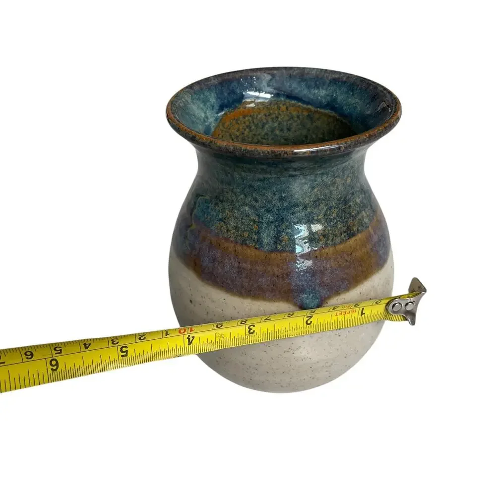 Mack Chrisco Pottery Vase Artisan Vintage 1980s Signed Earthenware Art